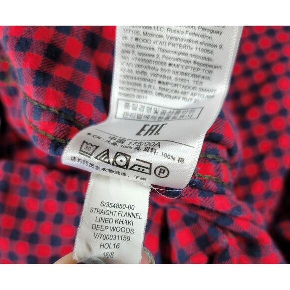 VTG Gap Flannel Lined Pants Mens 36x32 Green Khaki Tapered Leg Buffalo Check - Picture 10 of 16